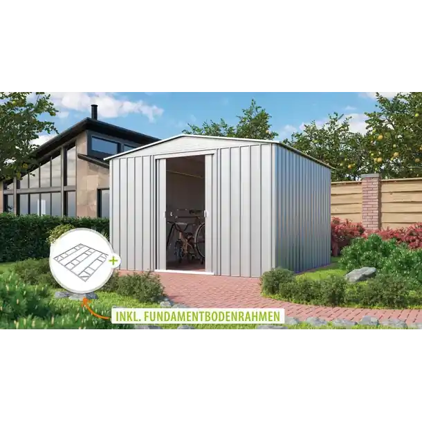 Neu Globel Metallgerätehaus Gartenmanager Dream 1010, silber metallic - Set